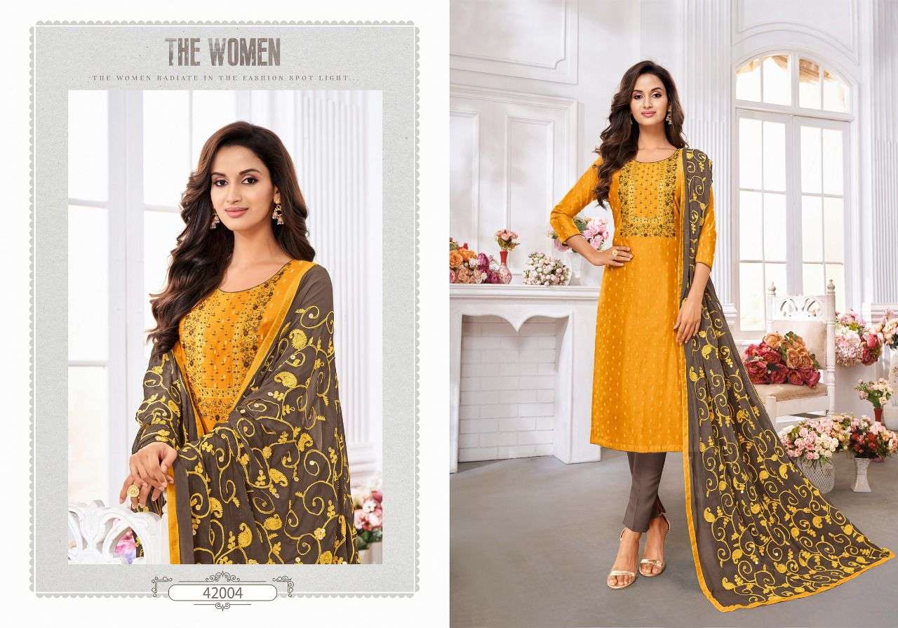 MAIRIN VOL-7 BY KAPIL TRENDZ 42001 TO 42012 SERIES BEAUTIFUL SUITS COLORFUL STYLISH FANCY CASUAL WEAR & ETHNIC WEAR MODAL DRESSES AT WHOLESALE PRICE