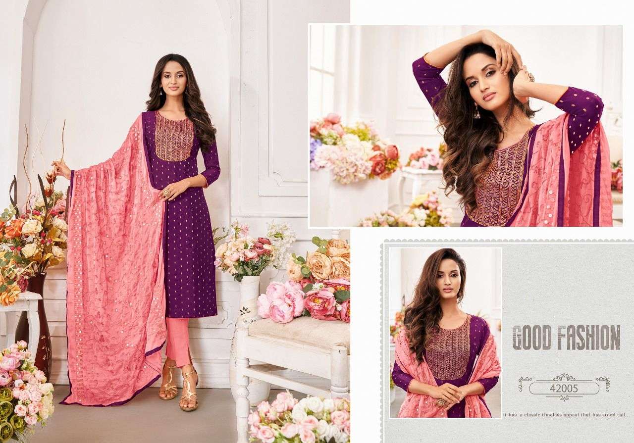 MAIRIN VOL-7 BY KAPIL TRENDZ 42001 TO 42012 SERIES BEAUTIFUL SUITS COLORFUL STYLISH FANCY CASUAL WEAR & ETHNIC WEAR MODAL DRESSES AT WHOLESALE PRICE