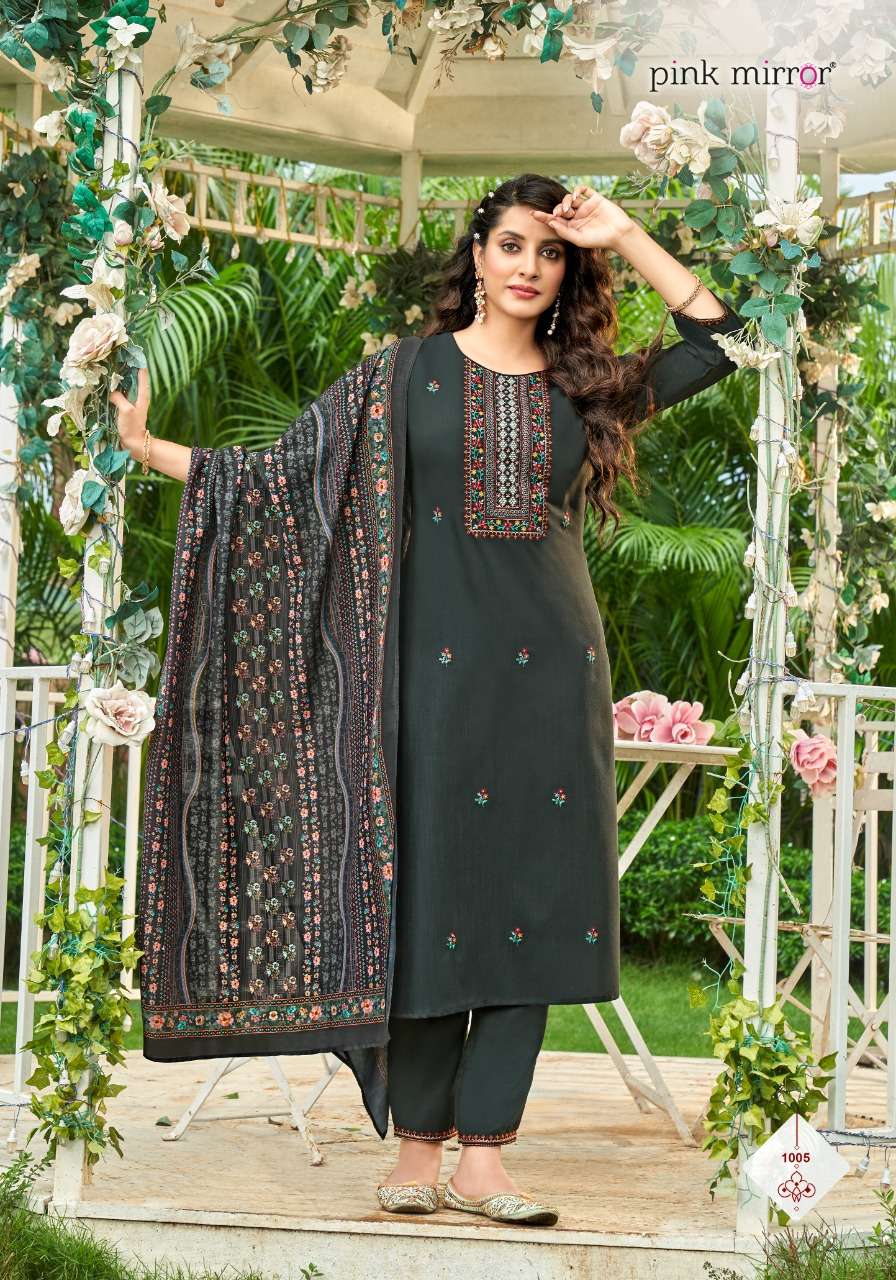 SUGAR BY PINK MIRROR 1001 TO 1006 SERIES BEAUTIFUL SUITS COLORFUL STYLISH FANCY CASUAL WEAR & ETHNIC WEAR SLUB EMBROIDERED DRESSES AT WHOLESALE PRICE