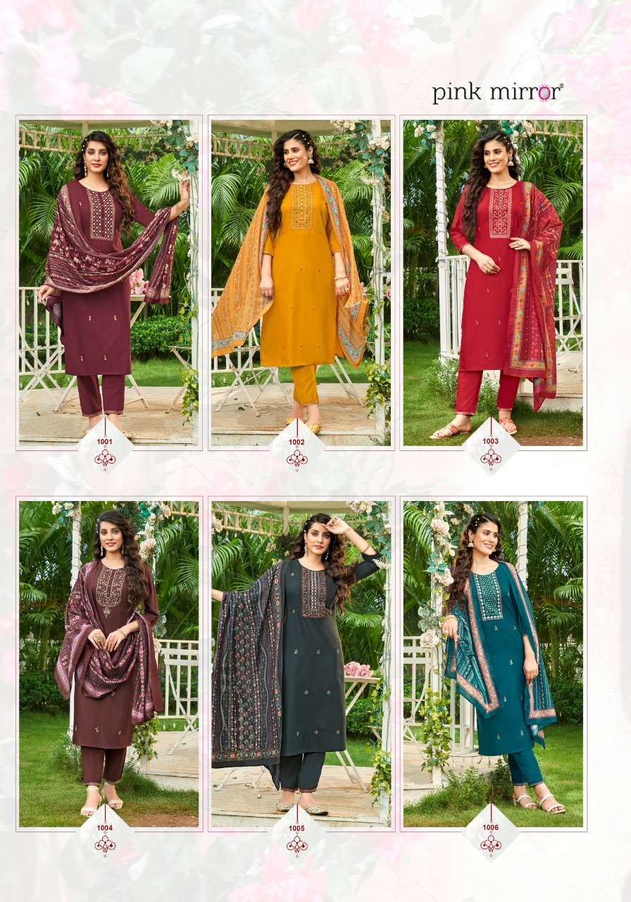 SUGAR BY PINK MIRROR 1001 TO 1006 SERIES BEAUTIFUL SUITS COLORFUL STYLISH FANCY CASUAL WEAR & ETHNIC WEAR SLUB EMBROIDERED DRESSES AT WHOLESALE PRICE
