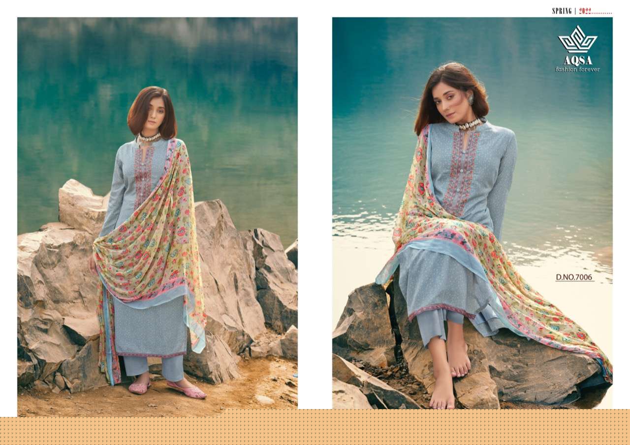 VRITIKA BY AQSA 7001 TO 7006 SERIES BEAUTIFUL SUITS COLORFUL STYLISH FANCY CASUAL WEAR & ETHNIC WEAR CAMBRIC PRINT DRESSES AT WHOLESALE PRICE