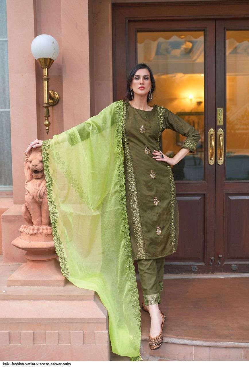 VATIKA BY KALKI 53001 TO 53006 SERIES BEAUTIFUL SUITS COLORFUL STYLISH FANCY CASUAL WEAR & ETHNIC WEAR PURE VISCOSE SILK DRESSES AT WHOLESALE PRICE