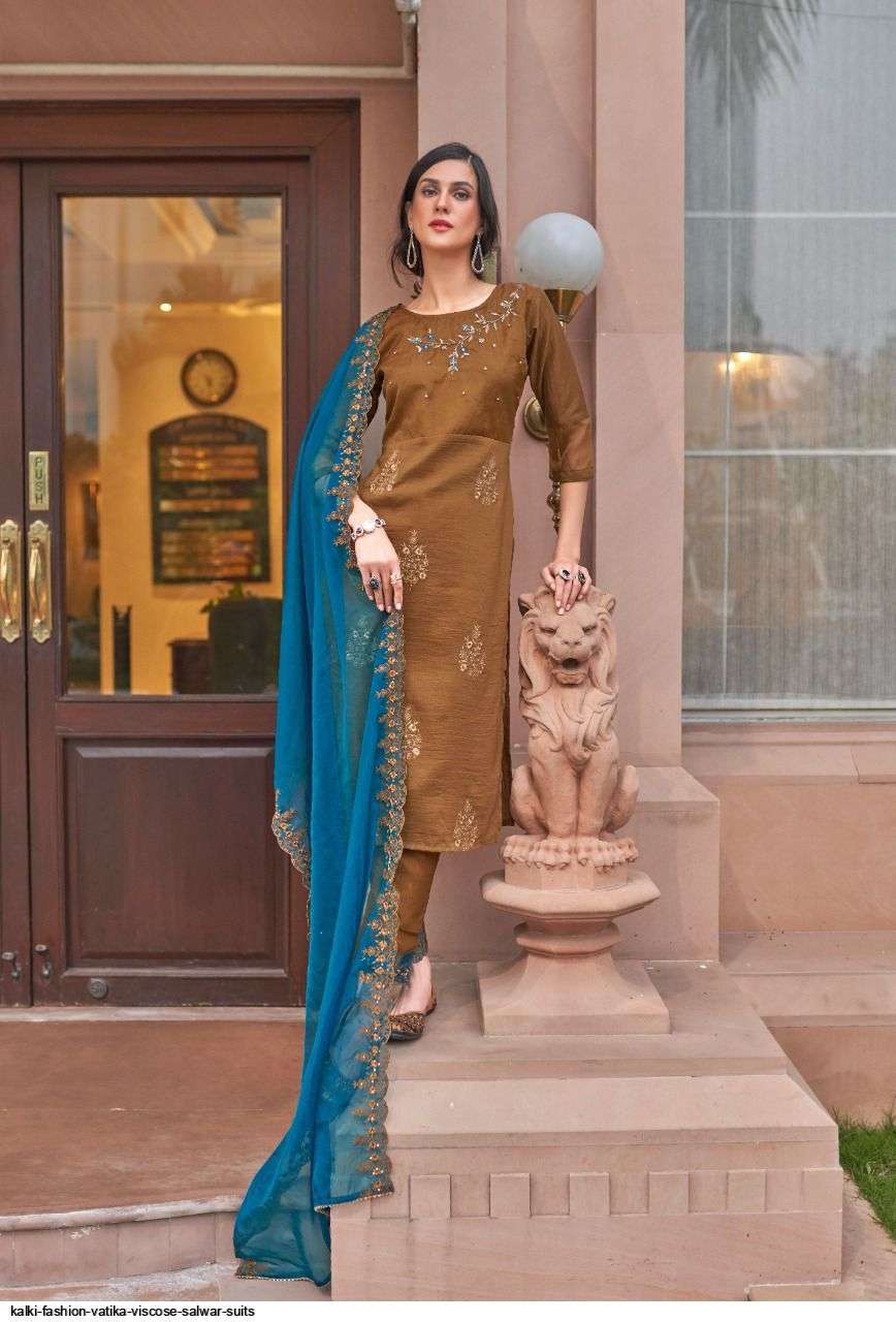 VATIKA BY KALKI 53001 TO 53006 SERIES BEAUTIFUL SUITS COLORFUL STYLISH FANCY CASUAL WEAR & ETHNIC WEAR PURE VISCOSE SILK DRESSES AT WHOLESALE PRICE