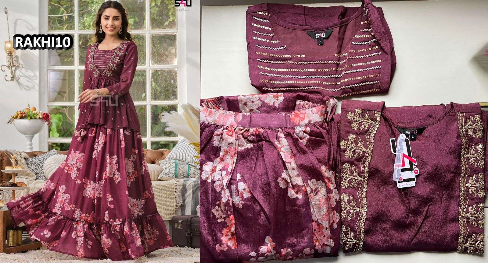 RAAKHI BY S4U FASHION DESIGNER STYLISH FANCY COLORFUL BEAUTIFUL PARTY WEAR & ETHNIC WEAR COLLECTION FANCY JUMPSUIT AT WHOLESALE PRICE