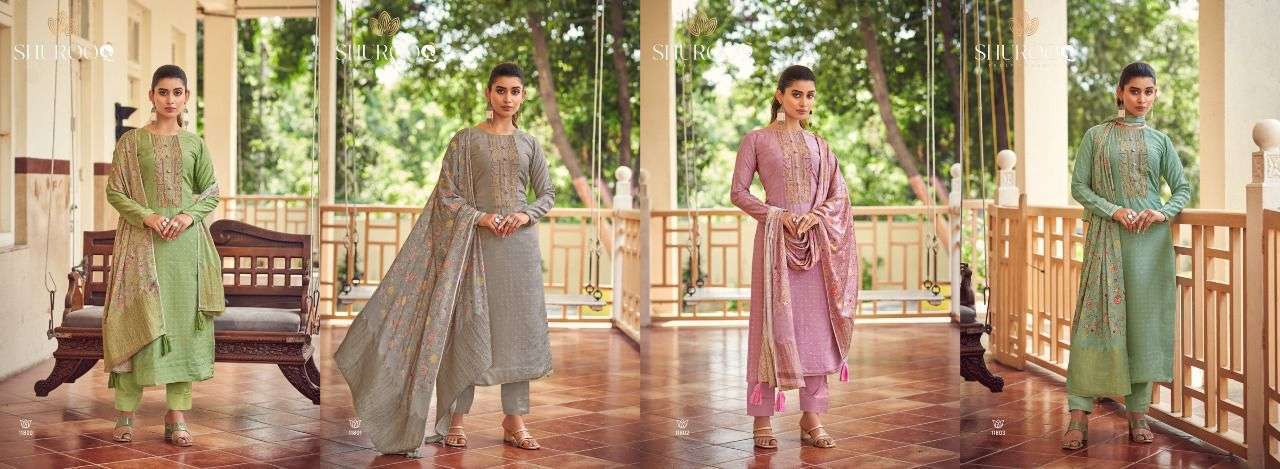 SIMRAM BY SHUROOQ 11800 TO 11803 SERIES BEAUTIFUL SUITS COLORFUL STYLISH FANCY CASUAL WEAR & ETHNIC WEAR MUSLIN JACQUARD DRESSES AT WHOLESALE PRICE
