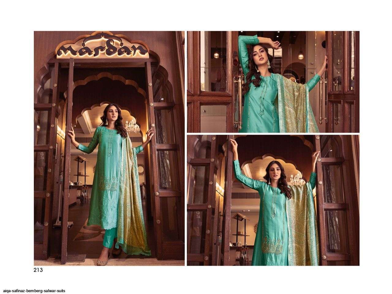 SAFINAZ BY AIQA 209 TO 216 SERIES BEAUTIFUL SUITS COLORFUL STYLISH FANCY CASUAL WEAR & ETHNIC WEAR PURE BEMBERG SILK DRESSES AT WHOLESALE PRICE