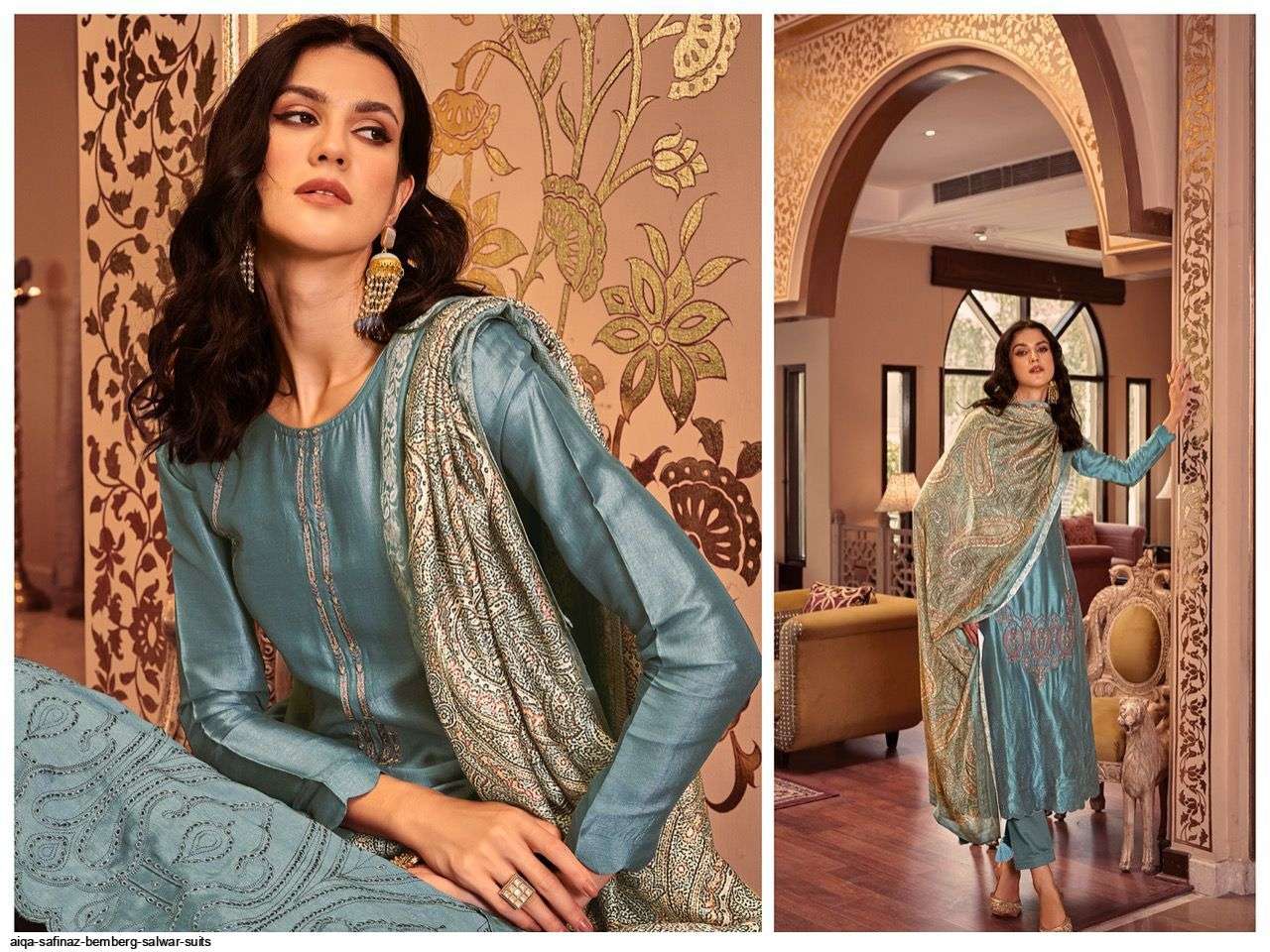 SAFINAZ BY AIQA 209 TO 216 SERIES BEAUTIFUL SUITS COLORFUL STYLISH FANCY CASUAL WEAR & ETHNIC WEAR PURE BEMBERG SILK DRESSES AT WHOLESALE PRICE