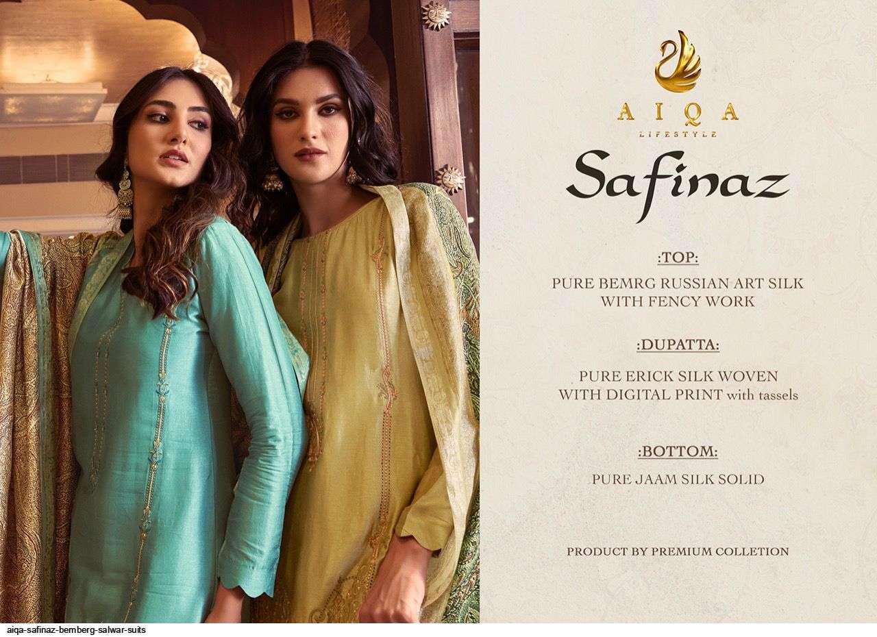 SAFINAZ BY AIQA 209 TO 216 SERIES BEAUTIFUL SUITS COLORFUL STYLISH FANCY CASUAL WEAR & ETHNIC WEAR PURE BEMBERG SILK DRESSES AT WHOLESALE PRICE