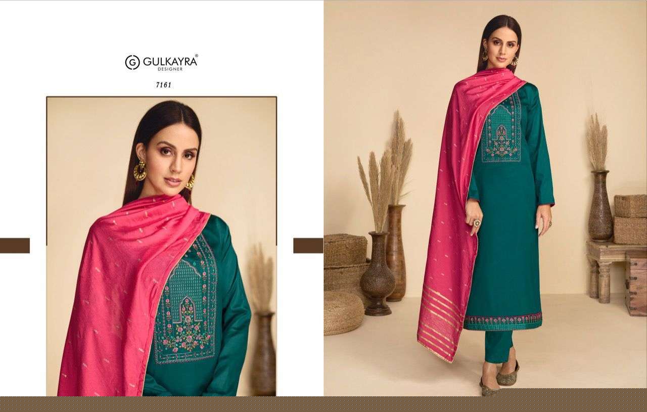 Aaliyah By Gulkayra Designer 7157 To 7162 Series Beautiful Suits Colorful Stylish Fancy Casual Wear & Ethnic Wear Jam Silk Embroidered Dresses At Wholesale Price