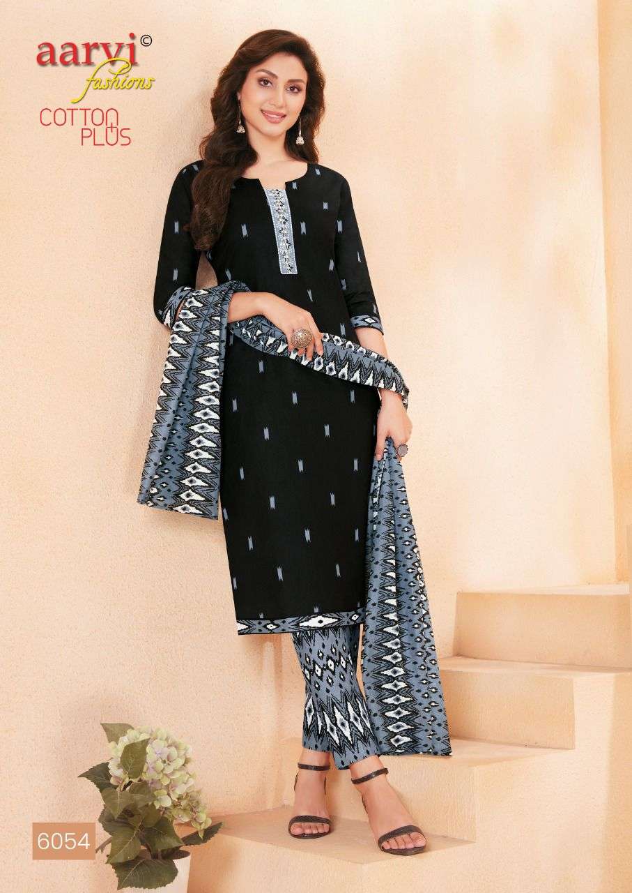 COTTON PLUS BY AARVI FASHION 6054 TO 6063 SERIES BEAUTIFUL SUITS COLORFUL STYLISH FANCY CASUAL WEAR & ETHNIC WEAR PURE COTTON PRINT DRESSES AT WHOLESALE PRICE