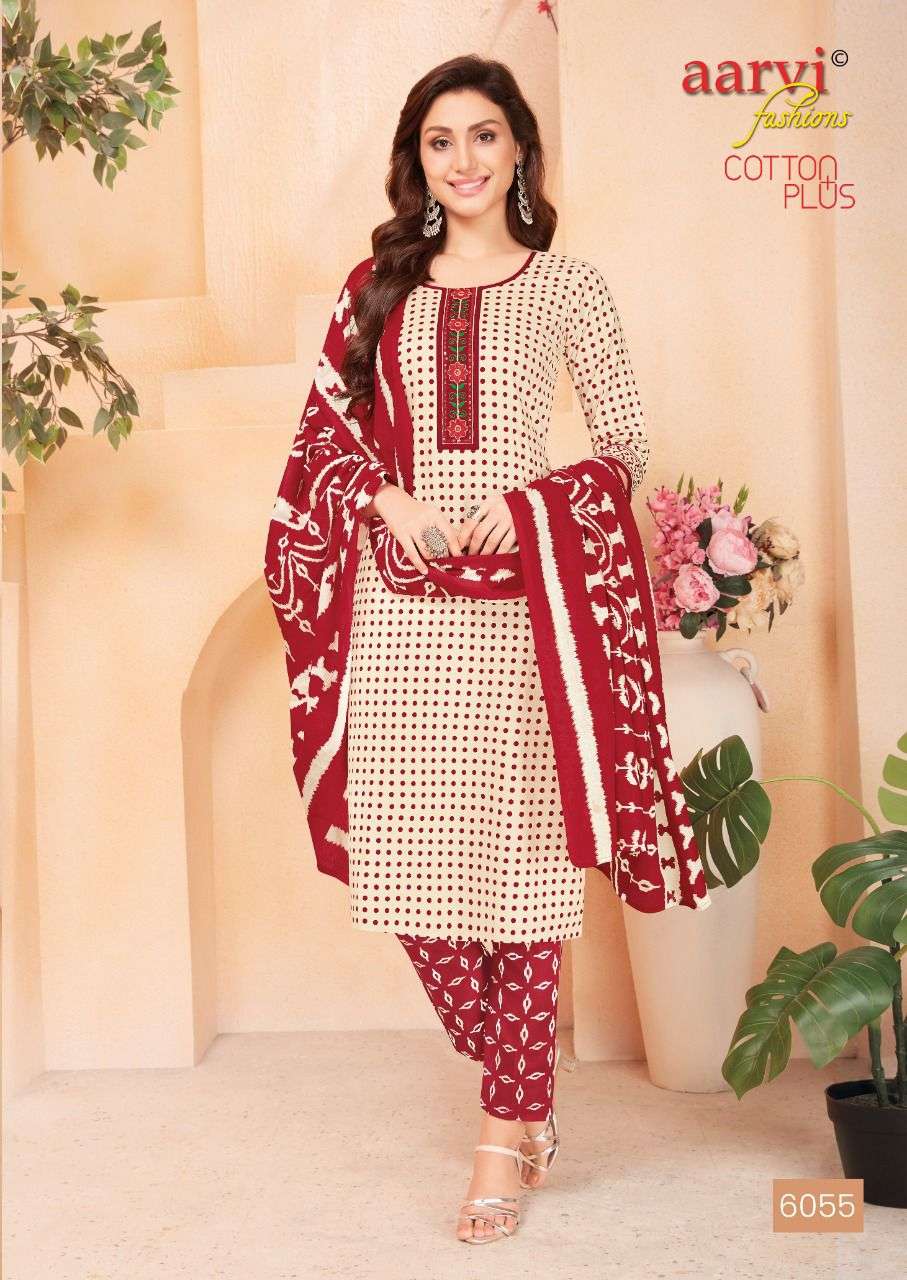 COTTON PLUS BY AARVI FASHION 6054 TO 6063 SERIES BEAUTIFUL SUITS COLORFUL STYLISH FANCY CASUAL WEAR & ETHNIC WEAR PURE COTTON PRINT DRESSES AT WHOLESALE PRICE