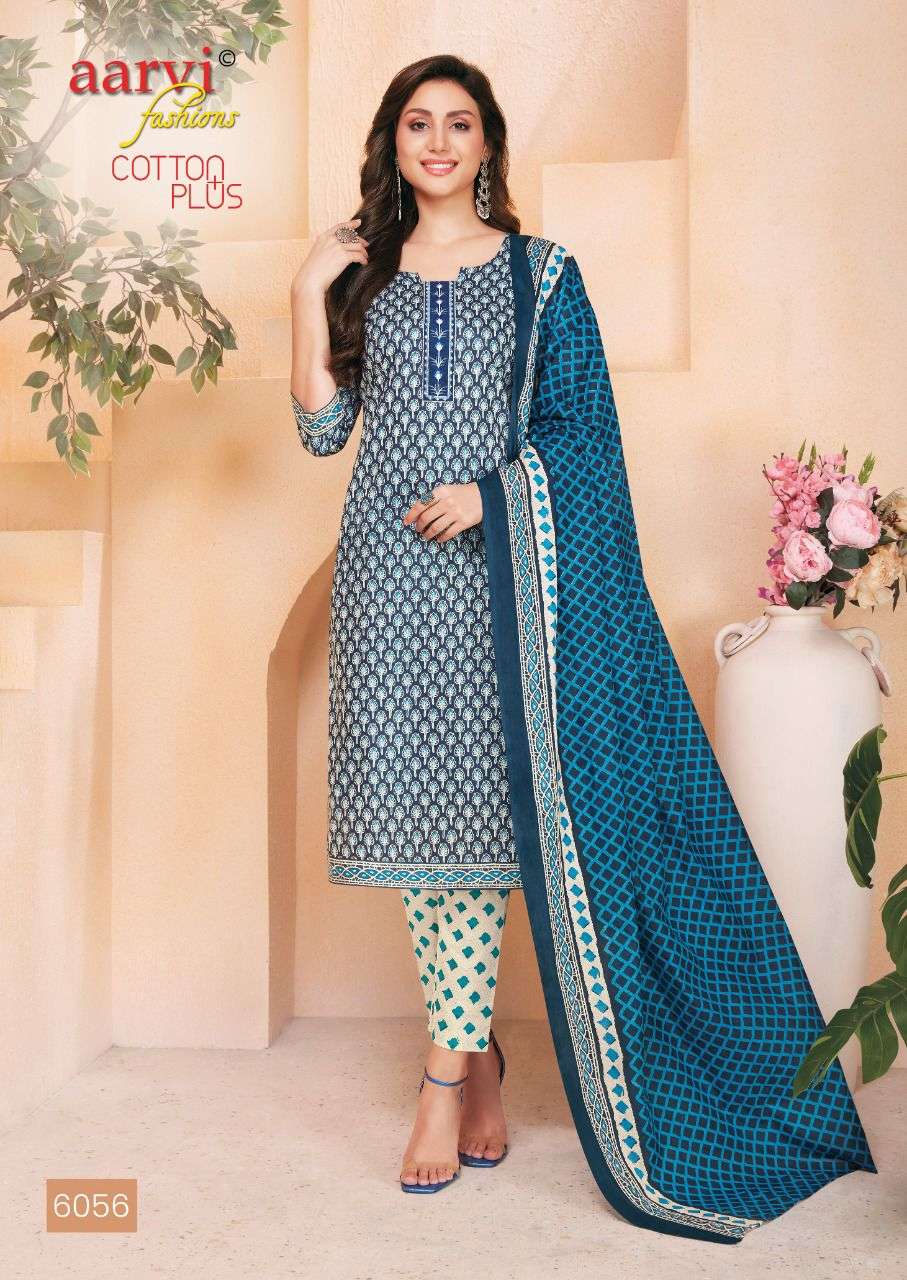 COTTON PLUS BY AARVI FASHION 6054 TO 6063 SERIES BEAUTIFUL SUITS COLORFUL STYLISH FANCY CASUAL WEAR & ETHNIC WEAR PURE COTTON PRINT DRESSES AT WHOLESALE PRICE