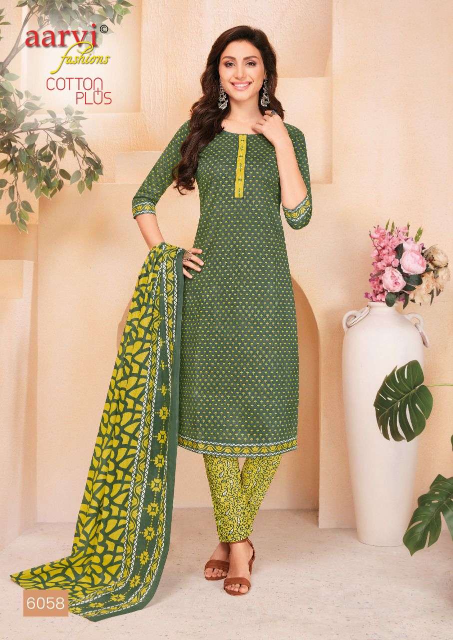 COTTON PLUS BY AARVI FASHION 6054 TO 6063 SERIES BEAUTIFUL SUITS COLORFUL STYLISH FANCY CASUAL WEAR & ETHNIC WEAR PURE COTTON PRINT DRESSES AT WHOLESALE PRICE