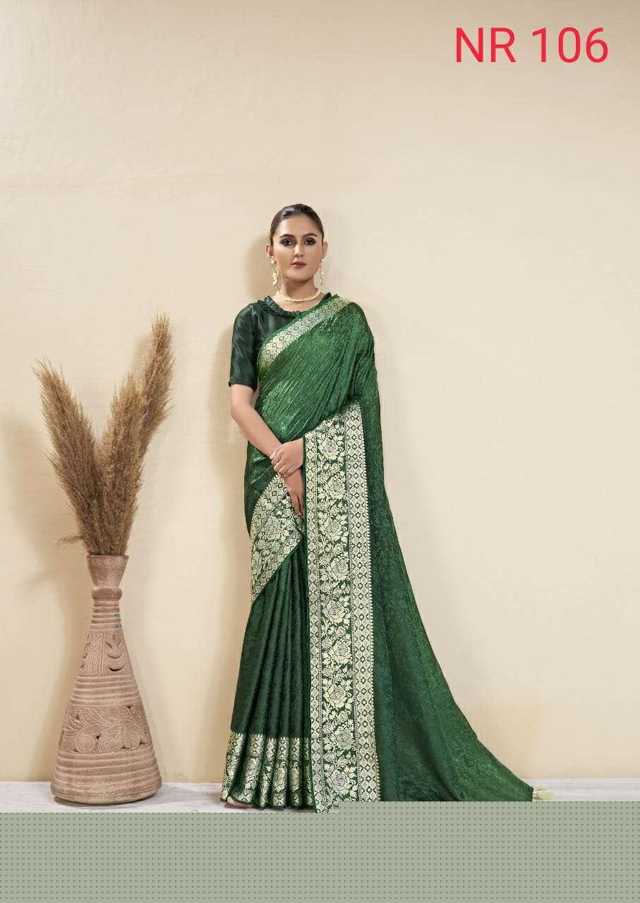NORA BY SR 101 TO 110 SERIES INDIAN TRADITIONAL WEAR COLLECTION BEAUTIFUL STYLISH FANCY COLORFUL PARTY WEAR & OCCASIONAL WEAR DOLA JACQUARD SAREES AT WHOLESALE PRICE