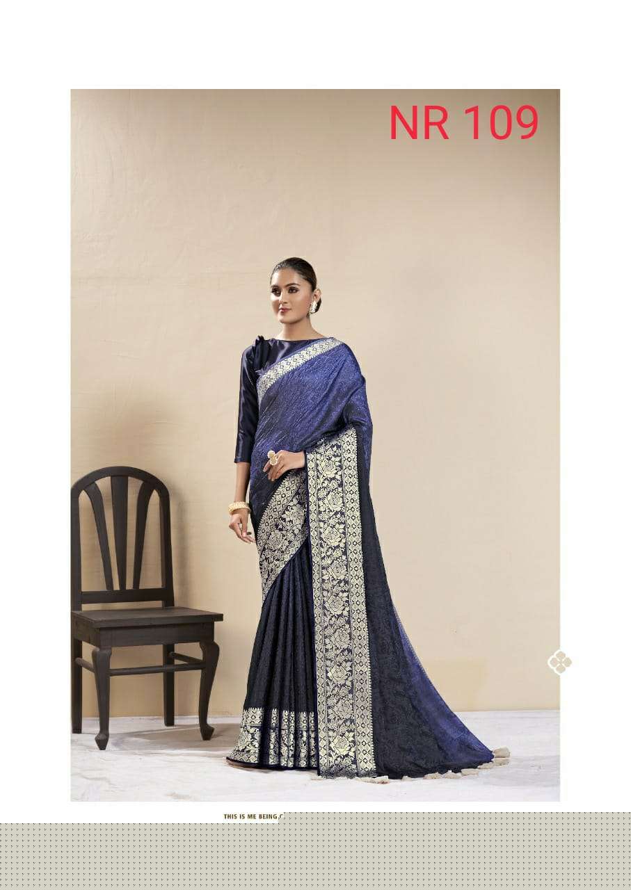 NORA BY SR 101 TO 110 SERIES INDIAN TRADITIONAL WEAR COLLECTION BEAUTIFUL STYLISH FANCY COLORFUL PARTY WEAR & OCCASIONAL WEAR DOLA JACQUARD SAREES AT WHOLESALE PRICE