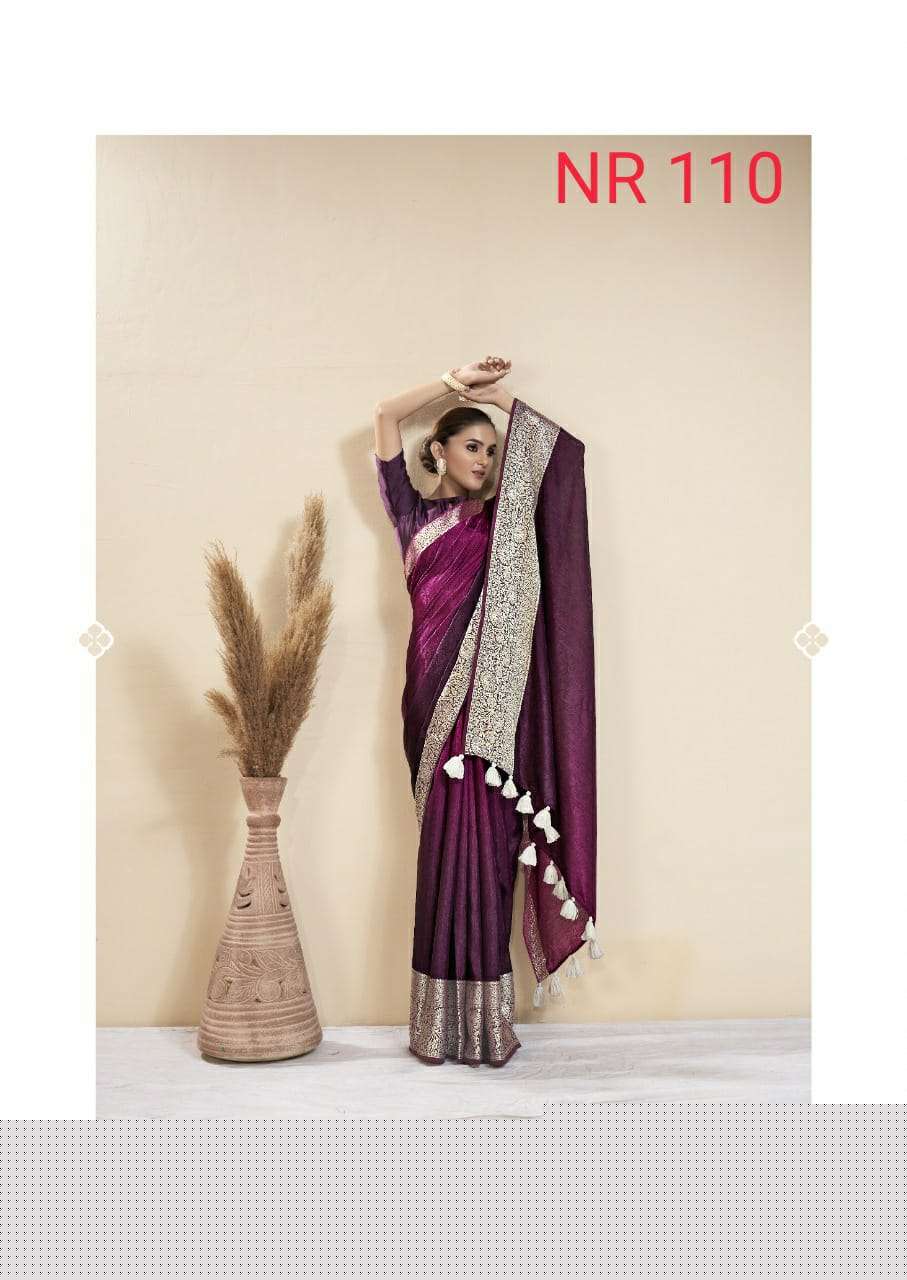NORA BY SR 101 TO 110 SERIES INDIAN TRADITIONAL WEAR COLLECTION BEAUTIFUL STYLISH FANCY COLORFUL PARTY WEAR & OCCASIONAL WEAR DOLA JACQUARD SAREES AT WHOLESALE PRICE