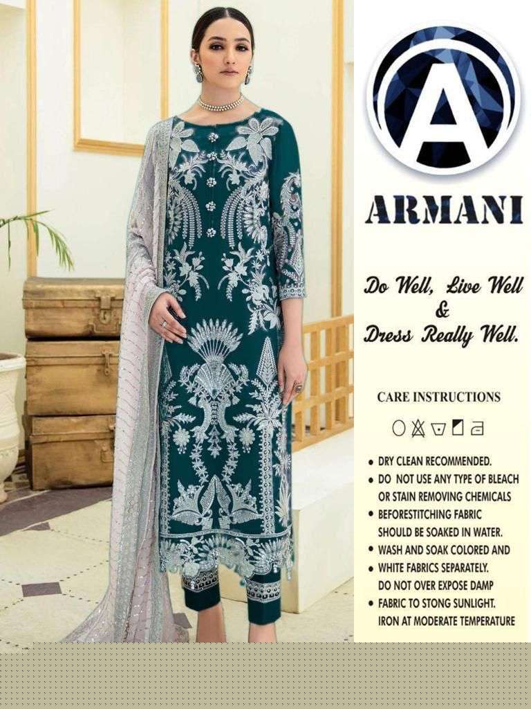 RAMSHA 14 COLOURS BY ARMANI 14-A TO 14-E SERIES PAKISTANI SUITS BEAUTIFUL FANCY COLORFUL STYLISH PARTY WEAR & OCCASIONAL WEAR BUTTERFLY NET WITH EMBROIDERY DRESSES AT WHOLESALE PRICE