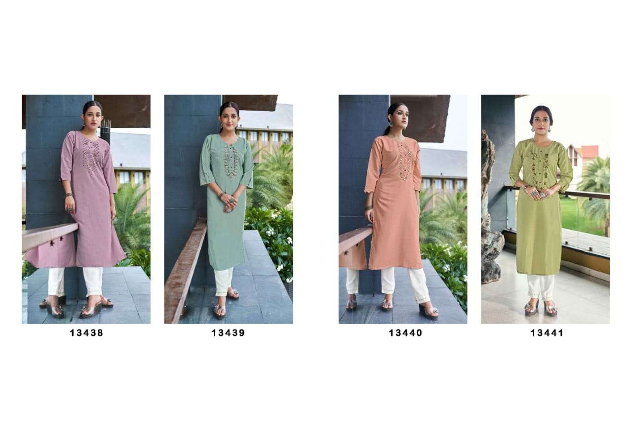RIYA BY KALAROOP 13438 TO 13441 SERIES DESIGNER STYLISH FANCY COLORFUL BEAUTIFUL PARTY WEAR & ETHNIC WEAR COLLECTION PURE RAYON KURTIS AT WHOLESALE PRICE