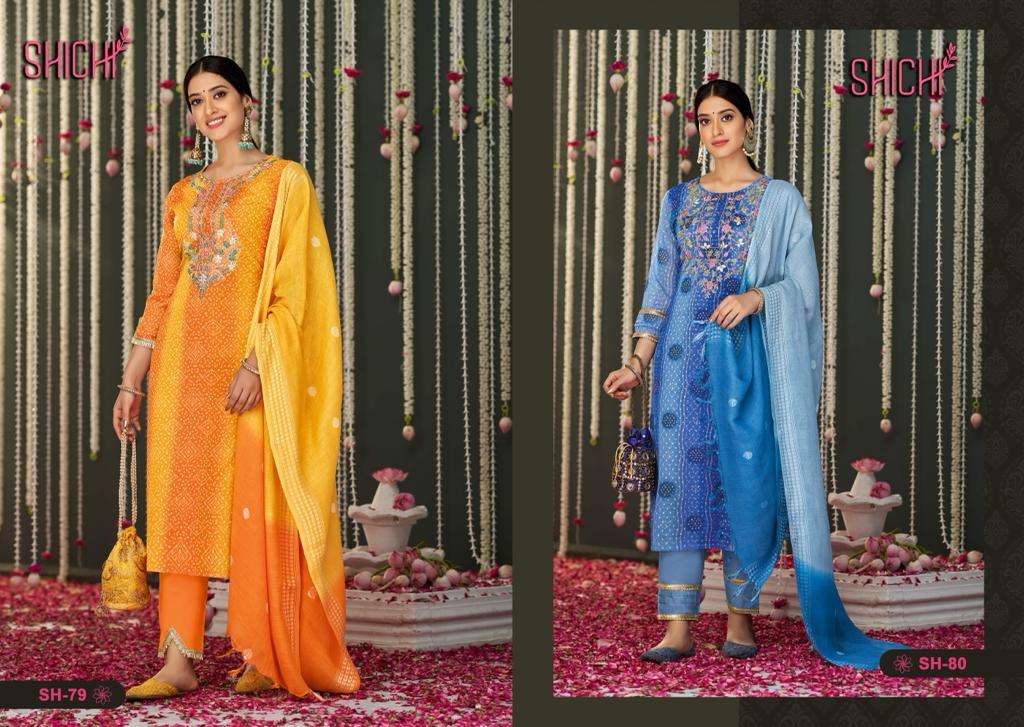 BANDHEJ COLLECTION BY SHICHI 79 TO 84 SERIES BEAUTIFUL SUITS COLORFUL STYLISH FANCY CASUAL WEAR & ETHNIC WEAR CHIFFON DRESSES AT WHOLESALE PRICE