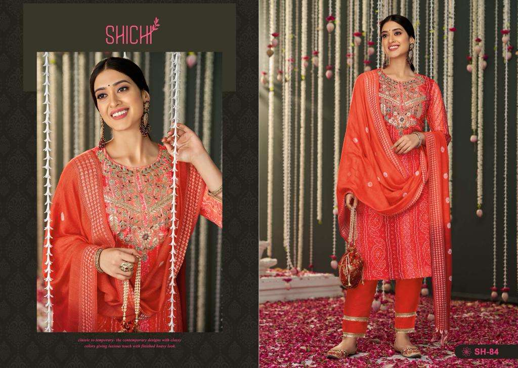 BANDHEJ COLLECTION BY SHICHI 79 TO 84 SERIES BEAUTIFUL SUITS COLORFUL STYLISH FANCY CASUAL WEAR & ETHNIC WEAR CHIFFON DRESSES AT WHOLESALE PRICE