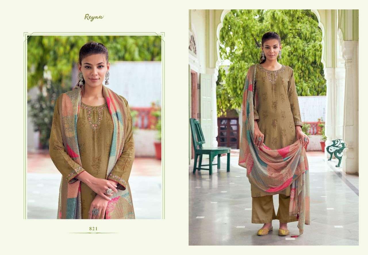 RANG BY REYNA 821 TO 827 SERIES BEAUTIFUL SUITS COLORFUL STYLISH FANCY CASUAL WEAR & ETHNIC WEAR PURE BEMBERG SILK DRESSES AT WHOLESALE PRICE