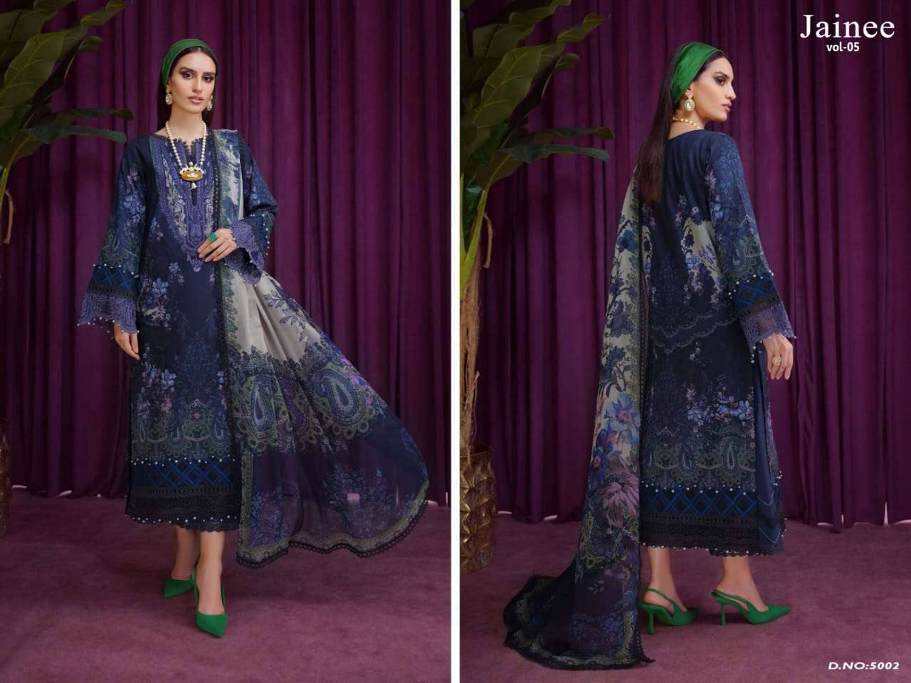 JAINEE VOL-5 BY AGHA NOOR 5001 TO 5008 SERIES BEAUTIFUL SUITS COLORFUL STYLISH FANCY CASUAL WEAR & ETHNIC WEAR LAWN COTTON DIGITAL PRINT DRESSES AT WHOLESALE PRICE