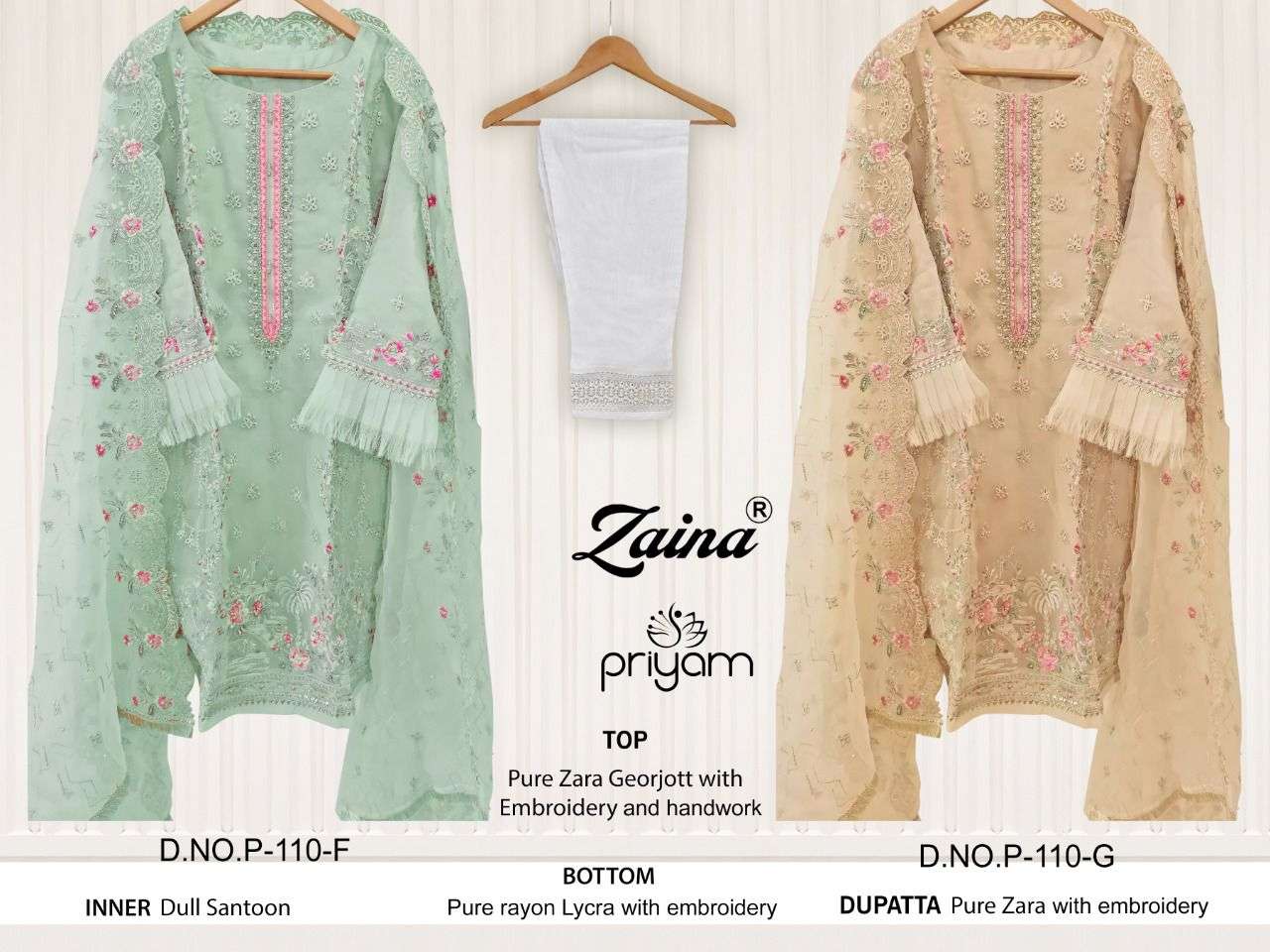 ZAINA HIT COLLECTION VOL-4 BY PRIYAM BEAUTIFUL PAKISTANI SUITS COLORFUL STYLISH FANCY CASUAL WEAR & ETHNIC WEAR PURE GEORGETTE DRESSES AT WHOLESALE PRICE