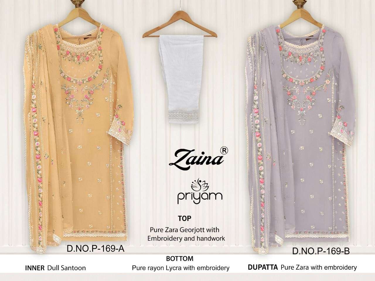 ZAINA HIT COLLECTION VOL-4 BY PRIYAM BEAUTIFUL PAKISTANI SUITS COLORFUL STYLISH FANCY CASUAL WEAR & ETHNIC WEAR PURE GEORGETTE DRESSES AT WHOLESALE PRICE