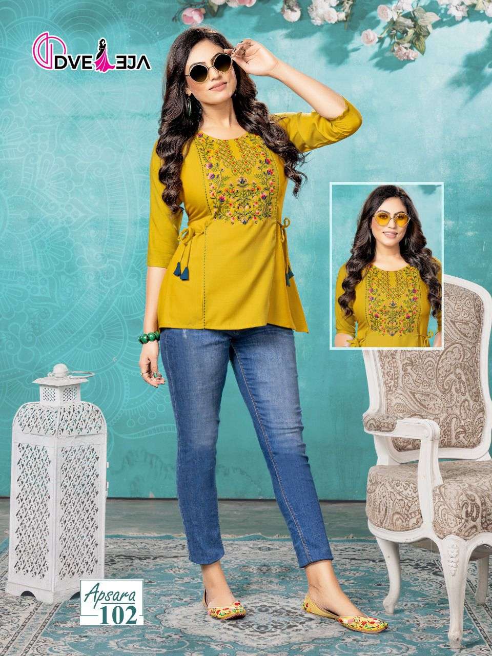 APSARA BY DVEEJA 101 TO 106 SERIES BEAUTIFUL STYLISH FANCY COLORFUL CASUAL WEAR & ETHNIC WEAR HEAVY RAYON TOPS AT WHOLESALE PRICE