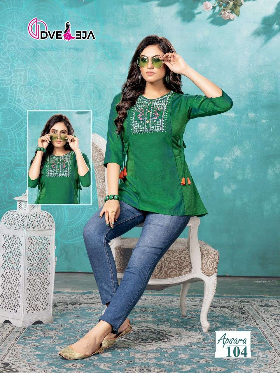 APSARA BY DVEEJA 101 TO 106 SERIES BEAUTIFUL STYLISH FANCY COLORFUL CASUAL WEAR & ETHNIC WEAR HEAVY RAYON TOPS AT WHOLESALE PRICE