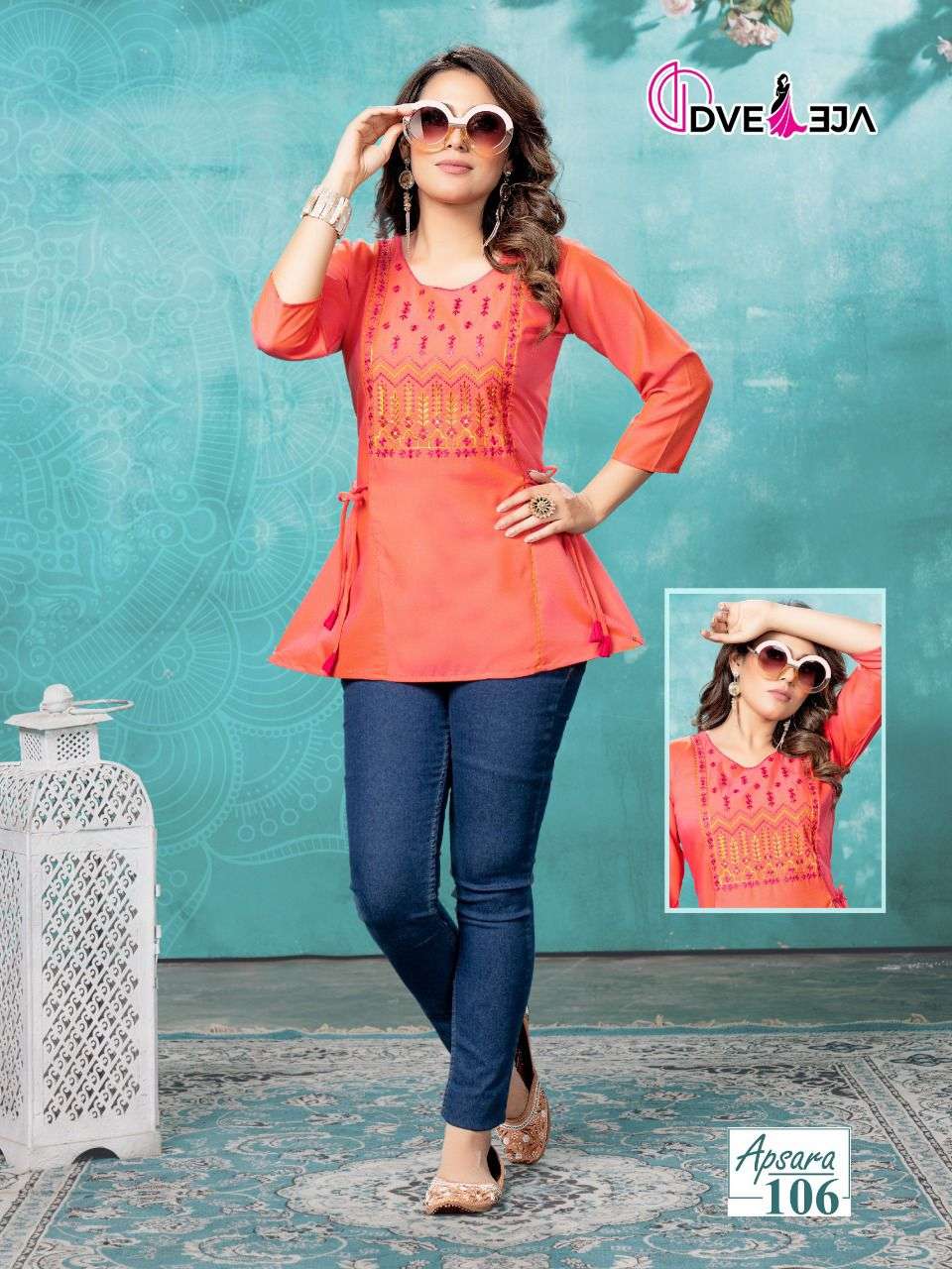 APSARA BY DVEEJA 101 TO 106 SERIES BEAUTIFUL STYLISH FANCY COLORFUL CASUAL WEAR & ETHNIC WEAR HEAVY RAYON TOPS AT WHOLESALE PRICE
