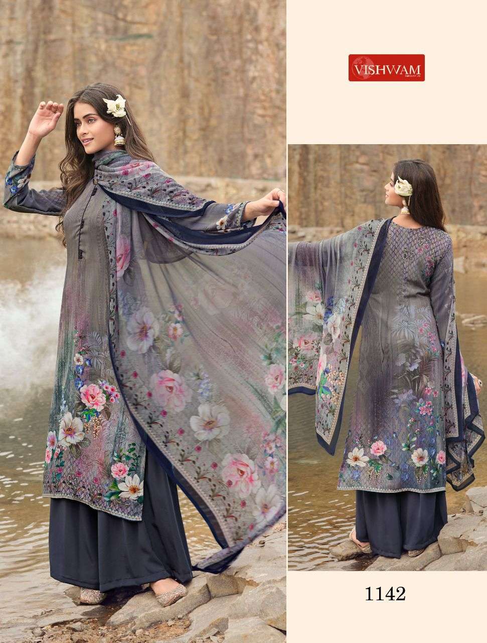 CAFE LATTE VOL-14 BY VISHWAM FABRICS 1136 TO 1147 SERIES INDIAN TRADITIONAL WEAR COLLECTION BEAUTIFUL STYLISH FANCY COLORFUL PARTY WEAR & OCCASIONAL WEAR HEAVY CREPE PRINT DRESSES AT WHOLESALE PRICE