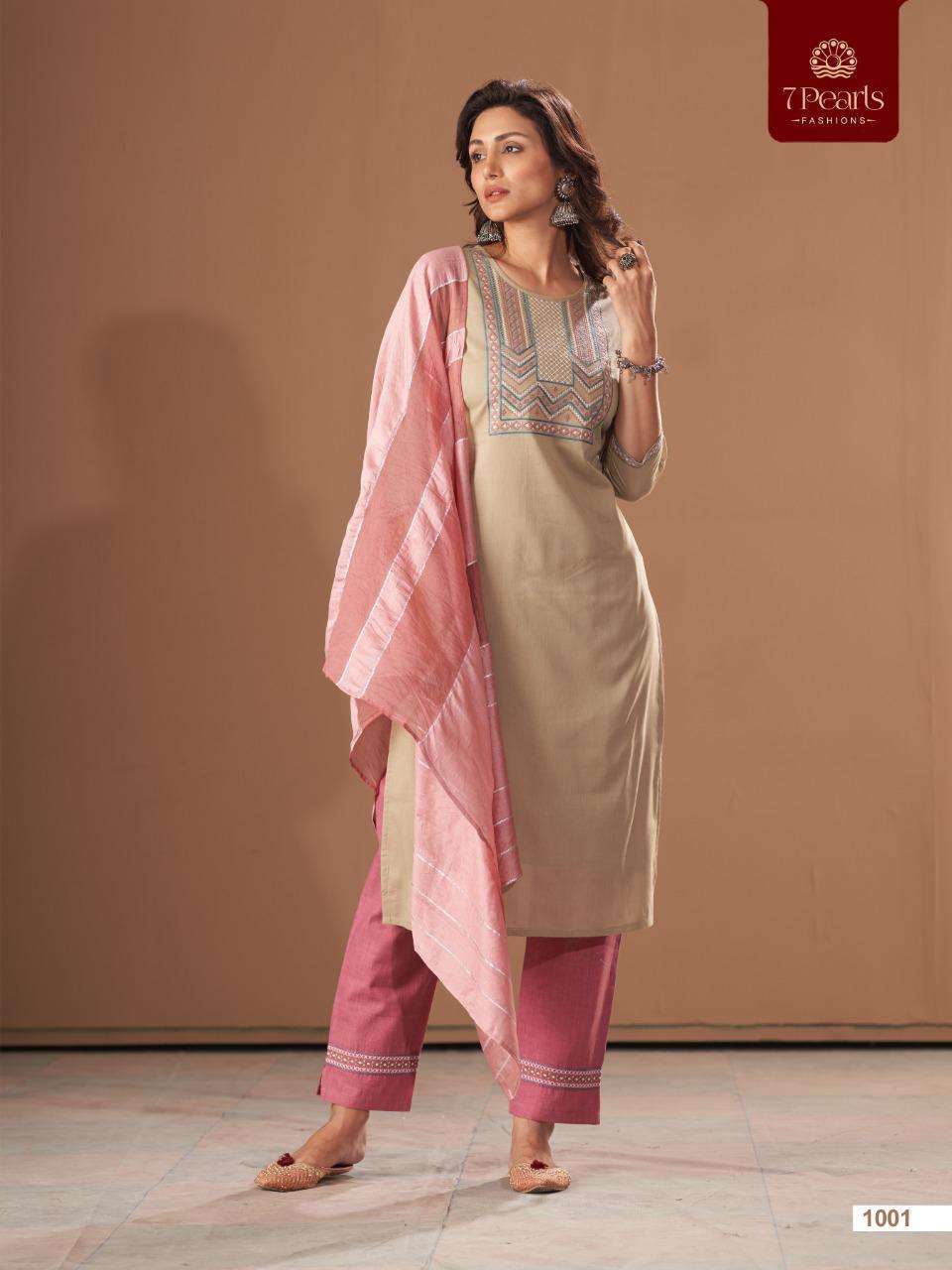 FOREVER BY 7 PEARLS 1001 TO 1006 SERIES BEAUTIFUL SUITS COLORFUL STYLISH FANCY CASUAL WEAR & ETHNIC WEAR COTTON EMBROIDERED DRESSES AT WHOLESALE PRICE