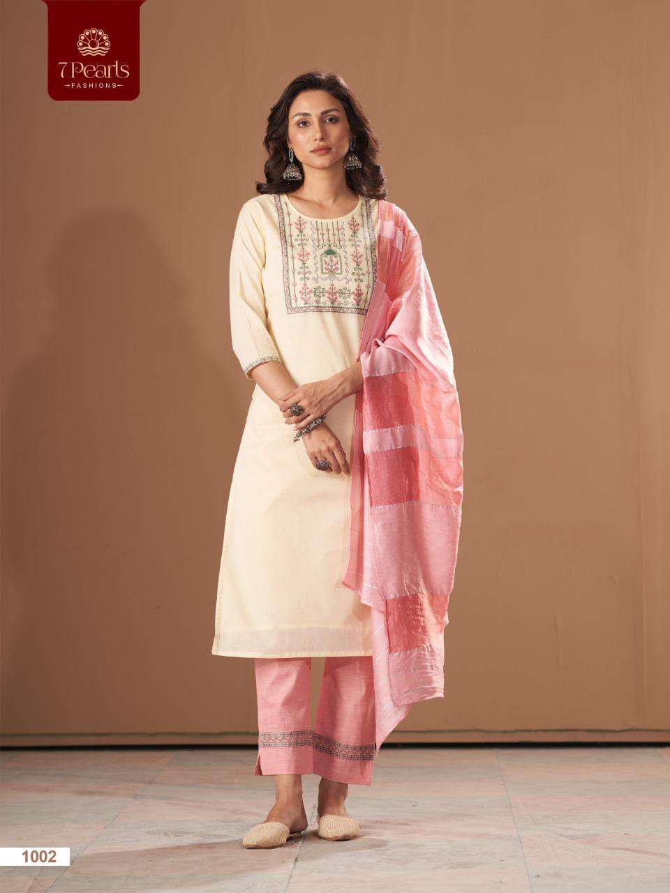 FOREVER BY 7 PEARLS 1001 TO 1006 SERIES BEAUTIFUL SUITS COLORFUL STYLISH FANCY CASUAL WEAR & ETHNIC WEAR COTTON EMBROIDERED DRESSES AT WHOLESALE PRICE