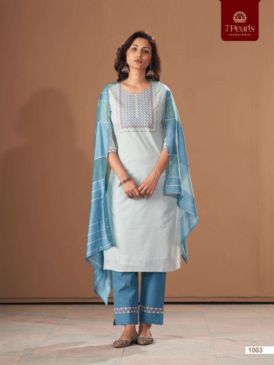 FOREVER BY 7 PEARLS 1001 TO 1006 SERIES BEAUTIFUL SUITS COLORFUL STYLISH FANCY CASUAL WEAR & ETHNIC WEAR COTTON EMBROIDERED DRESSES AT WHOLESALE PRICE