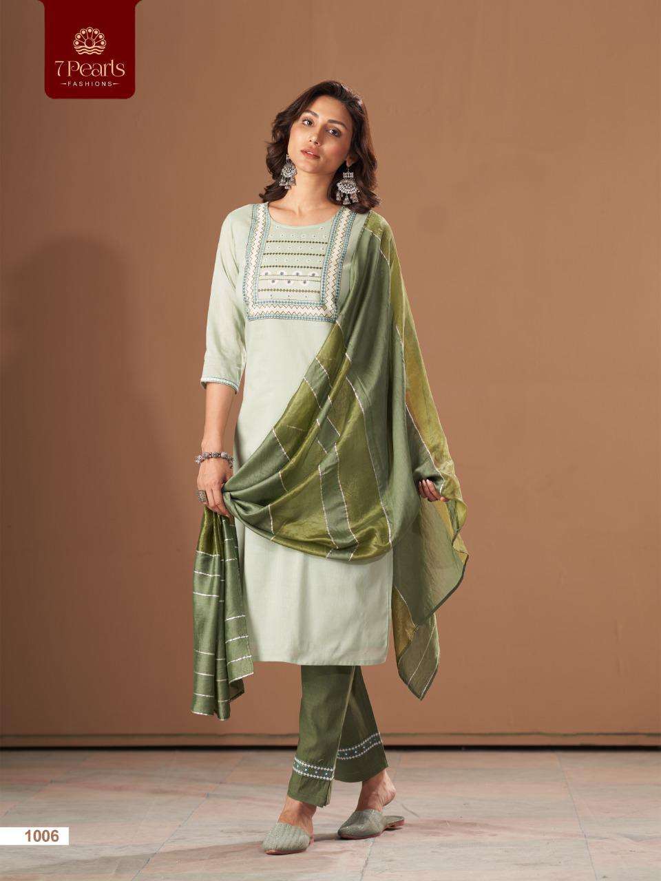 FOREVER BY 7 PEARLS 1001 TO 1006 SERIES BEAUTIFUL SUITS COLORFUL STYLISH FANCY CASUAL WEAR & ETHNIC WEAR COTTON EMBROIDERED DRESSES AT WHOLESALE PRICE