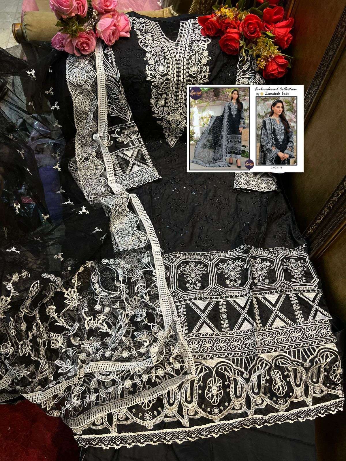 EMBROIDERED COLLECTION BY ZUNAIRAH FABS BEAUTIFUL PAKISTANI SUITS COLORFUL STYLISH FANCY CASUAL WEAR & ETHNIC WEAR PURE COTTON DRESSES AT WHOLESALE PRICE