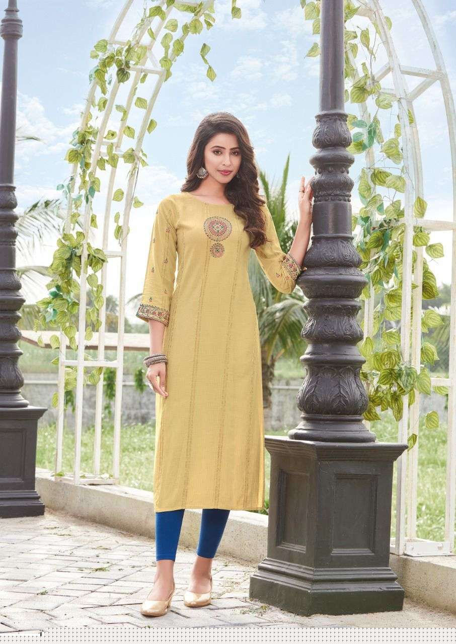 PAHAL VOL-10 BY KOODEE 1001 TO 1005 SERIES STYLISH FANCY BEAUTIFUL COLORFUL CASUAL WEAR & ETHNIC WEAR VISCOSE KURTIS AT WHOLESALE PRICE