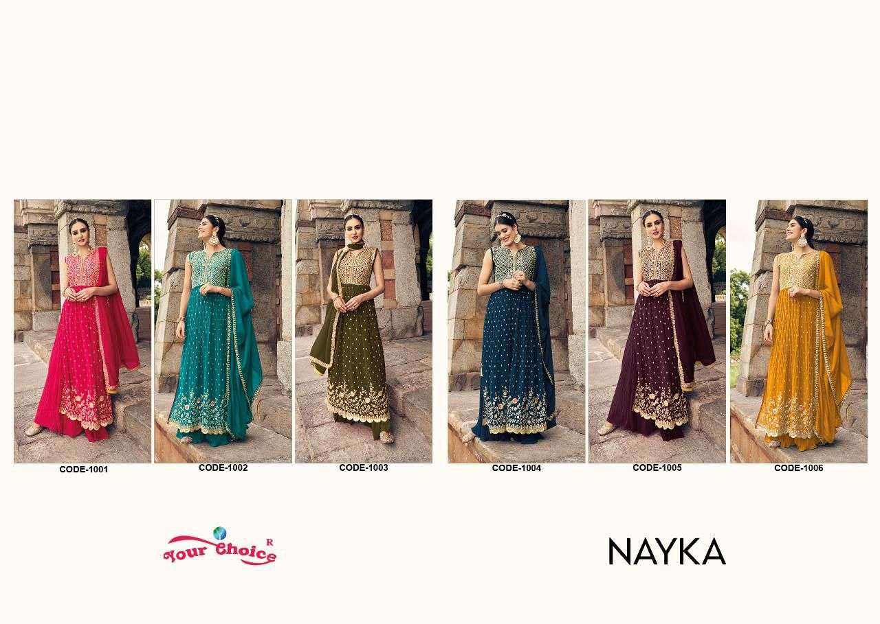 Nayka By Your Choice 1001 To 1006 Series Beautiful Suits Colorful Stylish Fancy Casual Wear & Ethnic Wear Georgette Dresses At Wholesale Price
