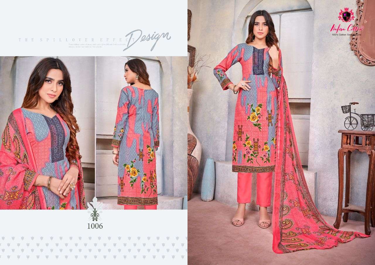 AFLATOON BY NAFISA COTTON 1001 TO 1010 SERIES BEAUTIFUL SUITS COLORFUL STYLISH FANCY CASUAL WEAR & ETHNIC WEAR SOFT COTTON DRESSES AT WHOLESALE PRICE