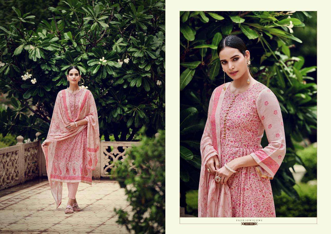 RABIA BY SARGAM PRINTS 305-001 TO 305-008 SERIES BEAUTIFUL SUITS COLORFUL STYLISH FANCY CASUAL WEAR & ETHNIC WEAR PURE MUSLIN PRINT DRESSES AT WHOLESALE PRICE