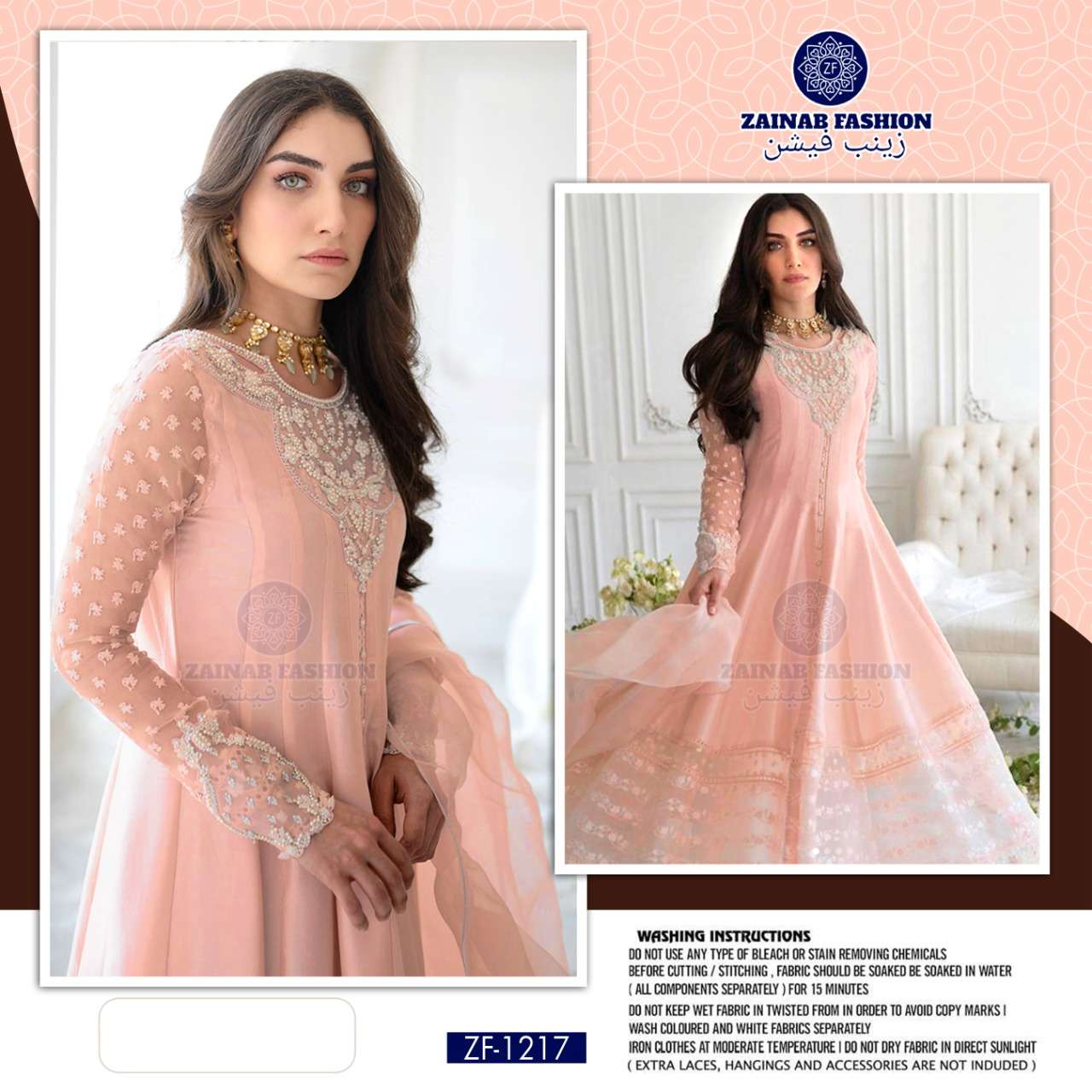 ZF-1217 BY ZAINAB FASHION PAKISTANI SUITS BEAUTIFUL FANCY COLORFUL STYLISH PARTY WEAR & OCCASIONAL WEAR PURE GEORGETTE WITH EMBROIDERY DRESSES AT WHOLESALE PRICE