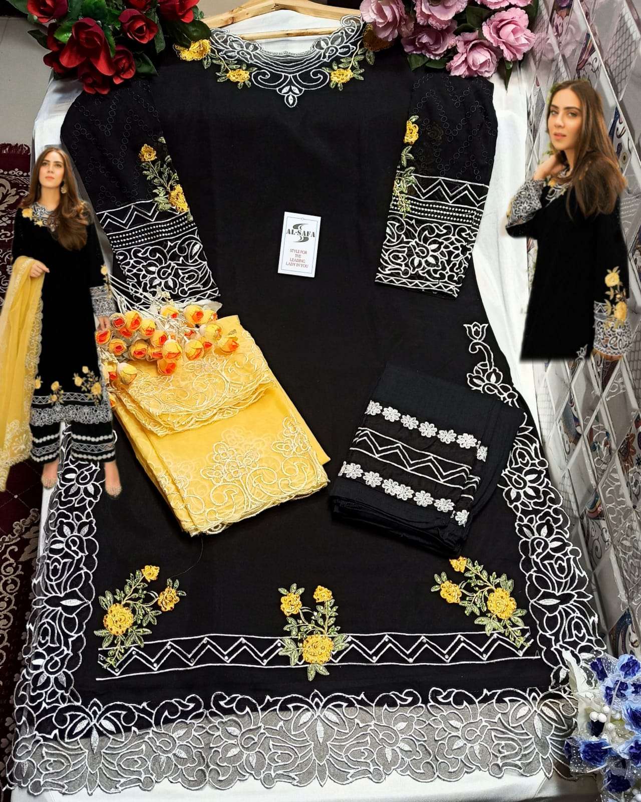 AL-SAFA HIT DESIGN 3022 BY AL-SAFA BEAUTIFUL PAKISTANI SUITS COLORFUL STYLISH FANCY CASUAL WEAR & ETHNIC WEAR PURE ORGANZA DRESSES AT WHOLESALE PRICE