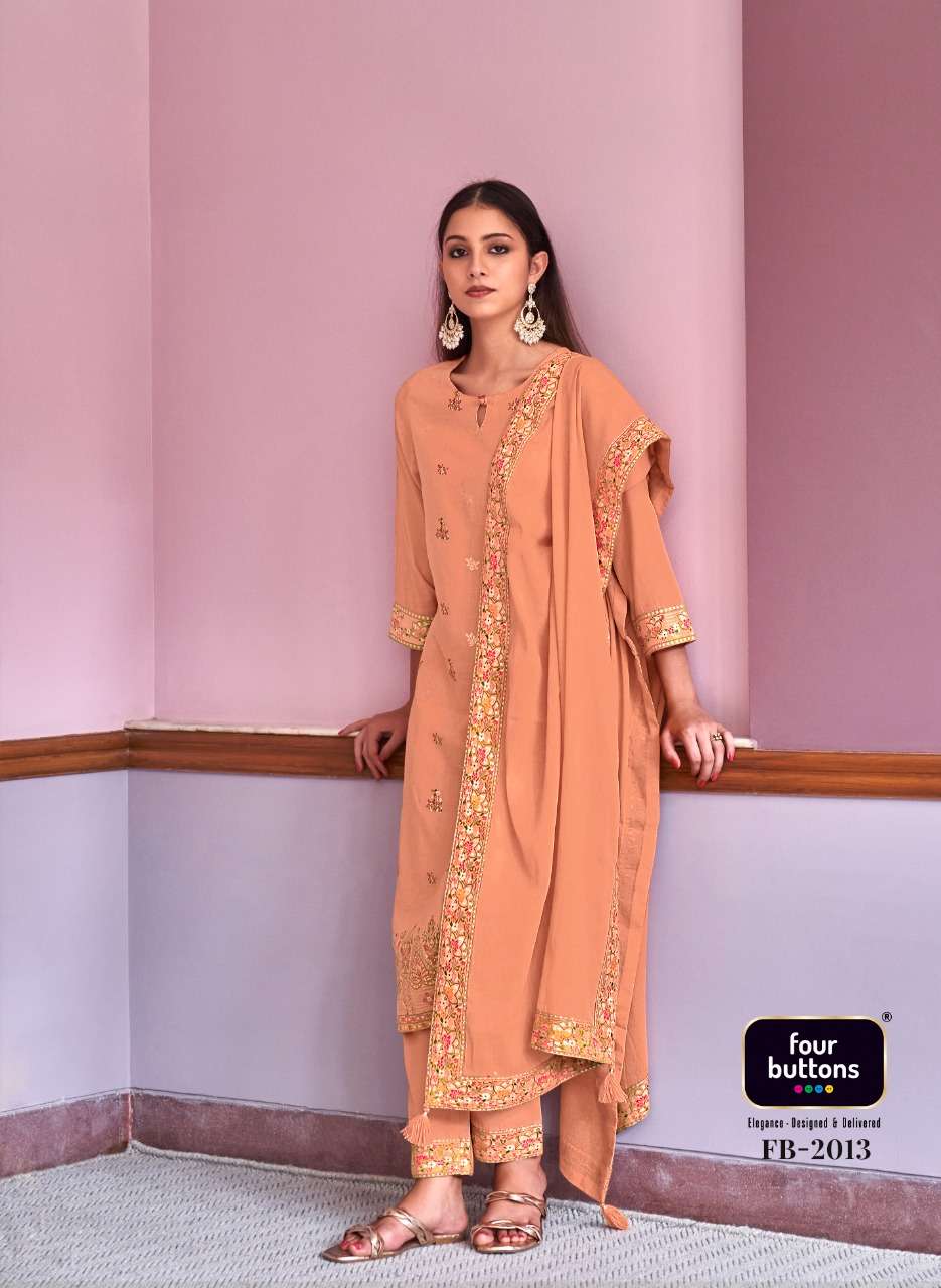 RESHAM BY FOUR BUTTONS 2011 TO 2016 SERIES BEAUTIFUL SUITS COLORFUL STYLISH FANCY CASUAL WEAR & ETHNIC WEAR PURE COTTON JACQUARD DRESSES AT WHOLESALE PRICE