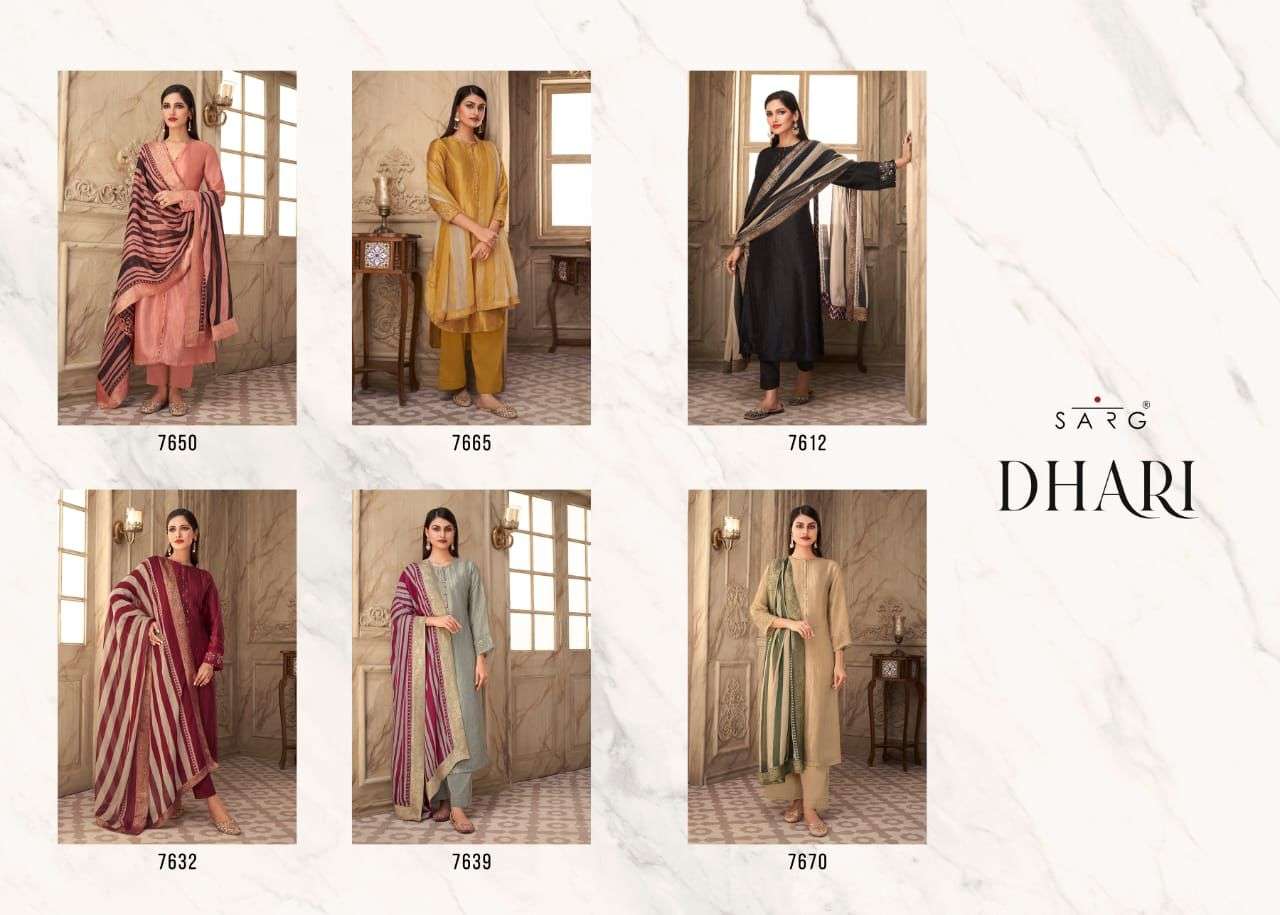 DHARI BY SARG BEAUTIFUL SUITS COLORFUL STYLISH FANCY CASUAL WEAR & ETHNIC WEAR JACQUARD DRESSES AT WHOLESALE PRICE