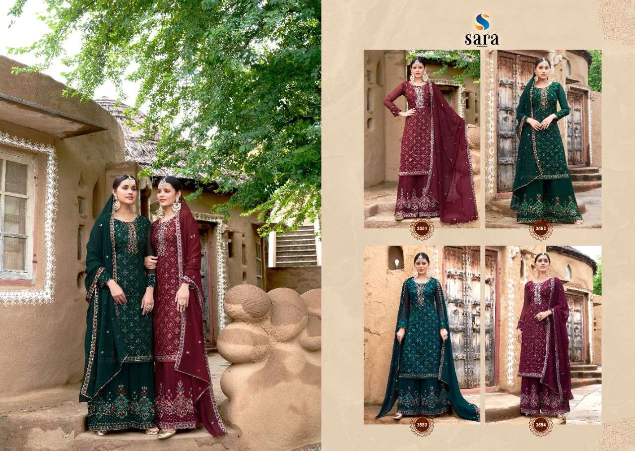 NIHARIKA BY SARA TRENDZ 3551 TO 3554 SERIES BEAUTIFUL SHARARA SUITS COLORFUL STYLISH FANCY CASUAL WEAR & ETHNIC WEAR GEORGETTE DRESSES AT WHOLESALE PRICE