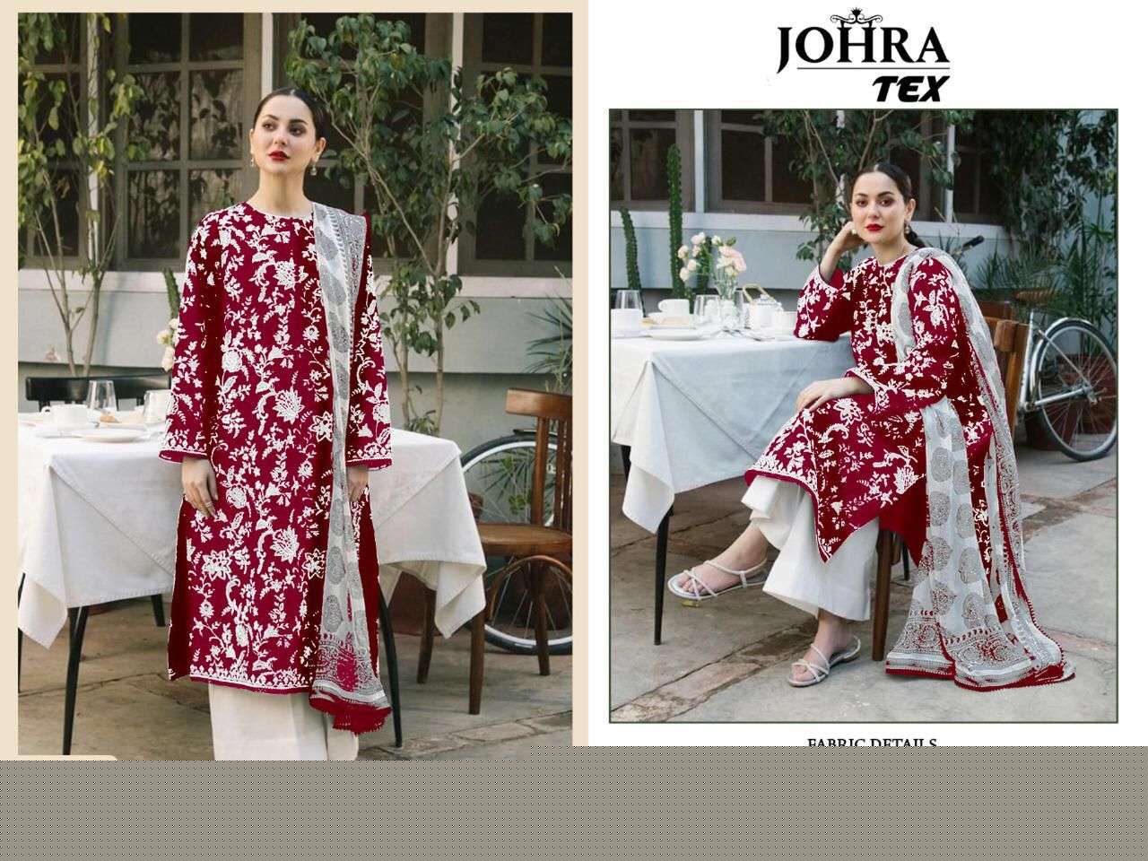 JOHRA HIT DESIGN 101 COLOURS BY JOHRA TEX DESIGNER PAKISTANI SUITS BEAUTIFUL STYLISH FANCY COLORFUL PARTY WEAR & OCCASIONAL WEAR COTTON EMBROIDERED DRESSES AT WHOLESALE PRICE