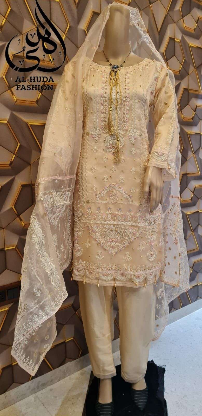AL-HUDA HIT DESIGN 102 BY AL-HUDA FASHION BEAUTIFUL PAKISTANI SUITS COLORFUL STYLISH FANCY CASUAL WEAR & ETHNIC WEAR ORGANZA EMBROIDERED DRESSES AT WHOLESALE PRICE