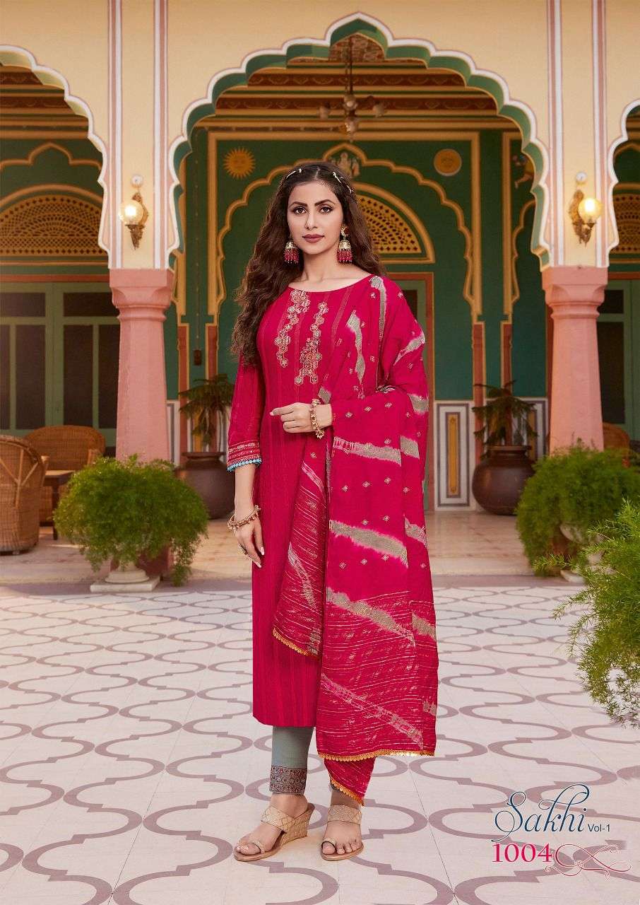 SAKHI VOL-1 BY KOODEE 1001 TO 1006 SERIES BEAUTIFUL SUITS COLORFUL STYLISH FANCY CASUAL WEAR & ETHNIC WEAR VISCOSE DRESSES AT WHOLESALE PRICE