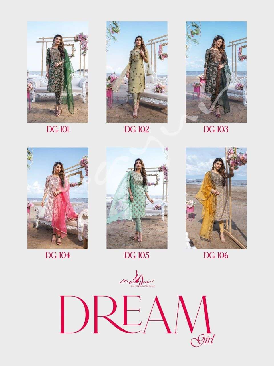 DREAM GIRL BY MAYUR 101 TO 106 SERIES BEAUTIFUL SUITS COLORFUL STYLISH FANCY CASUAL WEAR & ETHNIC WEAR MODAL PRINT DRESSES AT WHOLESALE PRICE